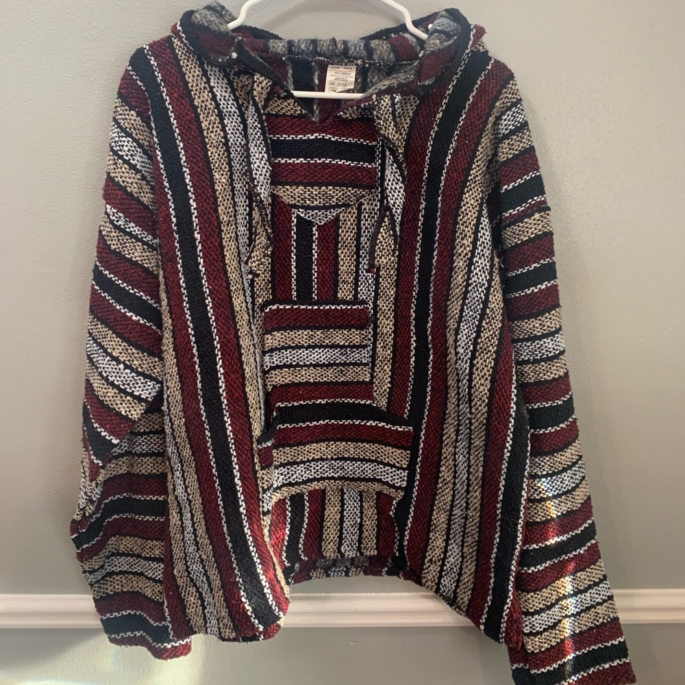 Burgundy, Cream, White and Black Baja Jacket